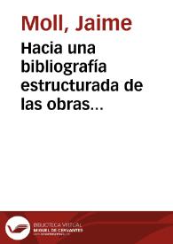 Portada:Hacia una bibliografía estructurada de las obras sueltas de Gracián (1637-1665) / Jaime Moll