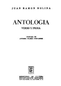 Portada:Antología : verso y prosa / Juan Ramón Molina ; Portada de Antonio Flores Hernández
