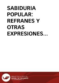 Portada:SABIDURIA POPULAR: REFRANES Y OTRAS EXPRESIONES COLOQUIALES / Panizo Rodriguez, Juliana