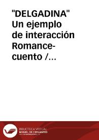 Portada:\"DELGADINA\" Un ejemplo de interacción Romance-cuento / Lorenzo Velez, Antonio