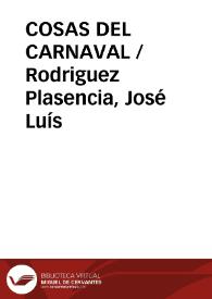 Portada:COSAS DEL CARNAVAL / Rodriguez Plasencia, José Luís