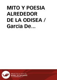 Portada:MITO Y POESIA ALREDEDOR DE LA ODISEA / Garcia De Cuenca, Luis Alberto