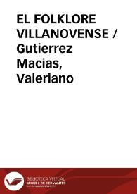Portada:EL FOLKLORE VILLANOVENSE / Gutierrez Macias, Valeriano