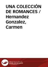 Portada:UNA COLECCIÓN DE ROMANCES / Hernandez Gonzalez, Carmen