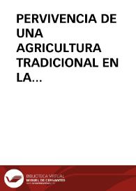 Portada:PERVIVENCIA DE UNA AGRICULTURA TRADICIONAL EN LA COMARCA DE SAYAGO (ZAMORA / MartÍn Ferrero, Mª de los Angeles