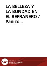 Portada:LA BELLEZA Y LA BONDAD EN EL REFRANERO / Panizo Rodriguez, Juliana