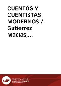 Portada:CUENTOS Y CUENTISTAS MODERNOS / Gutierrez Macias, Valeriano