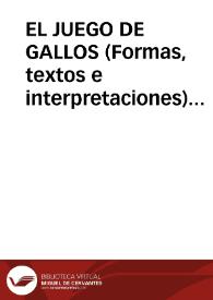 Portada:EL JUEGO DE GALLOS (Formas, textos e interpretaciones) / Diaz Viana, Luis