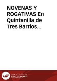 Portada:NOVENAS Y ROGATIVAS En Quintanilla de Tres Barrios (Soria) / Torre Garcia, Leopoldo