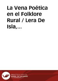 Portada:La Vena Poética en el Folklore Rural / Lera De Isla, Angel