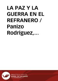 Portada:LA PAZ Y LA GUERRA EN EL REFRANERO / Panizo Rodriguez, Juliana