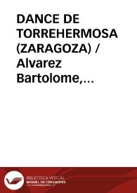 Portada:DANCE DE TORREHERMOSA (ZARAGOZA) / Alvarez Bartolome, Santiago / CONDE SUAREZ