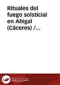 Portada:Rituales del fuego solsticial en Ahigal (Cáceres) / Dominguez Moreno, José María