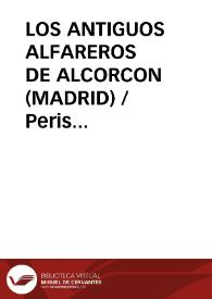 Portada:LOS ANTIGUOS ALFAREROS DE ALCORCON (MADRID) / Peris Barrio, Alejandro