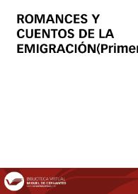 Portada:ROMANCES Y CUENTOS DE LA EMIGRACIÓN(Primera aproximación a partir de una encuesta en tierras de Cataluña) / Garcia Mateos, Ramón
