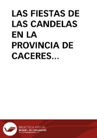 Portada:Las fiestas de las candelas en la provincia de Cáceres / José María Dominguez Moreno