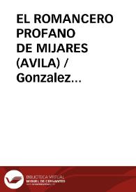 El romancero profano de Mijares (Ávila) / José María González Muñoz | Biblioteca Virtual Miguel de Cervantes