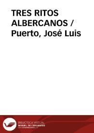 Portada:TRES RITOS ALBERCANOS / Puerto, José Luis