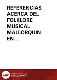 Portada:REFERENCIAS ACERCA DEL FOLKLORE MUSICAL MALLORQUIN EN LOS ESCRITOS DE GEORGE SAND / Pico Pascual, Miguel Angel