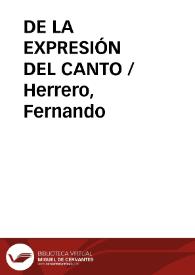 Portada:DE LA EXPRESIÓN DEL CANTO / Herrero, Fernando