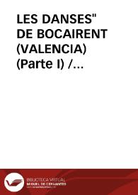Portada:LES DANSES\" DE BOCAIRENT (VALENCIA) (Parte I) / Atienza PeÑarrocha, Antonio