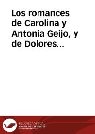 Portada:Los romances de Carolina y Antonia Geijo, y de Dolores Fernández, en Val de San Lorenzo (León) / Turienzo Martinez, Alfonso