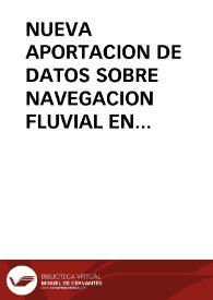 Portada:NUEVA APORTACION DE DATOS SOBRE NAVEGACION FLUVIAL EN ESPAÑA Y PORTUGAL / Martinez Angel, Lorenzo