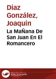 Portada:La MaÑana De San Juan En El Romancero