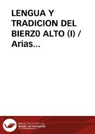 Portada:LENGUA Y TRADICION DEL BIERZ0 ALTO (I) / Arias Barredo, Aníbal