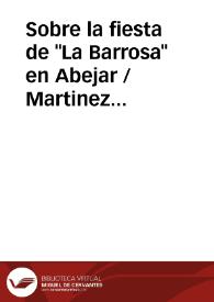 Portada:Sobre la fiesta de \"La Barrosa\" en Abejar / Martinez Laseca, José María