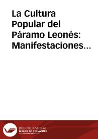 Portada:La Cultura Popular del Páramo Leonés: Manifestaciones religiosas / Santiago Alvarez, Cándido