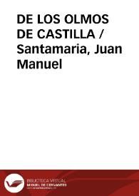 Portada:DE LOS OLMOS DE CASTILLA / Santamaria, Juan Manuel
