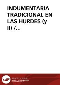 Portada:INDUMENTARIA TRADICIONAL EN LAS HURDES (y II) / Barroso Gutierrez, Félix