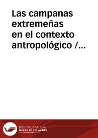 Portada:Las campanas extremeñas en el contexto antropológico / Dominguez Moreno, José María
