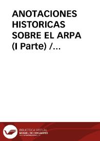 Portada:ANOTACIONES HISTORICAS SOBRE EL ARPA (I Parte) / Varela De Vega, Juan Bautista