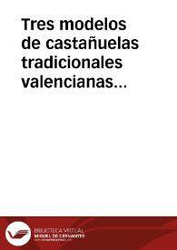 Portada:Tres modelos de castañuelas tradicionales valencianas / Atienza PeÑarrocha, Antonio