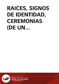 Portada:RAICES, SIGNOS DE IDENTIDAD, CEREMONIAS (DE UN FESTIVAL DE CINE) / Herrero, Fernando