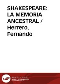 Portada:SHAKESPEARE: LA MEMORIA ANCESTRAL / Herrero, Fernando