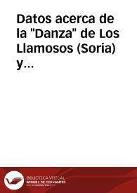 Portada:Datos acerca de la \"Danza\" de Los Llamosos (Soria) y su comparación con algunos otros aspectos semejantes de la provincia de Guadalajara / Lopez De Los Mozos, José Ramón / CASA MARTINEZ