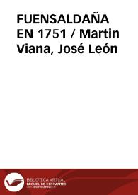 Portada:FUENSALDAÑA EN 1751 / Martin Viana, José León