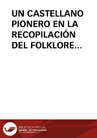 Portada:UN CASTELLANO PIONERO EN LA RECOPILACIÓN DEL FOLKLORE MUSICAL GALLEGO / Varela De Vega, Juan Bautista