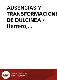Portada:AUSENCIAS Y TRANSFORMACIONES DE DULCINEA / Herrero, Fernando