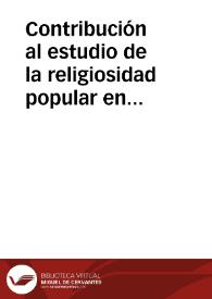 Portada:Contribución al estudio de la religiosidad popular en Tierra de Campos / Panizo Rodriguez, Juliana