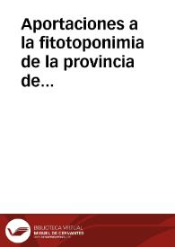 Portada:Aportaciones a la fitotoponimia de la provincia de Ciudad Real / Garcia-villaraco, Antonio / PARDO DE SANTAYANA