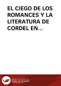 Portada:EL CIEGO DE LOS ROMANCES Y LA LITERATURA DE CORDEL EN LA TRADICIÓN JIENNENSE / Amezcua, Manuel