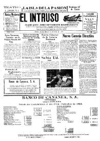Portada:El intruso. Diario Joco-serio netamente independiente. Tomo LXXV, núm. 7633, miércoles 13 de enero de 1943