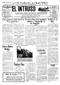Portada:El intruso. Diario Joco-serio netamente independiente. Tomo LXXV, núm. 7639, miércoles 20 de enero de 1943