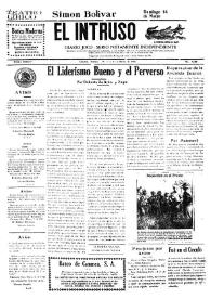 Portada:El intruso. Diario Joco-serio netamente independiente. Tomo LXXVII, núm. 7685, domingo 14 de marzo de 1943