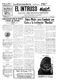 Portada:El intruso. Diario Joco-serio netamente independiente. Tomo LXXVII, núm. 7691, domingo 21 de marzo de 1943