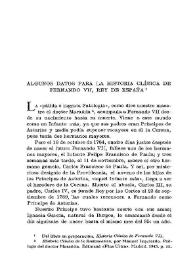 Portada:Algunos datos para la Historia clínica de Fernando VII, Rey de España / Manuel Izquierdo Hernández